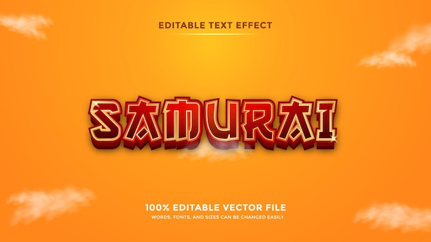 Efecto de texto de estilo japonés samurai editable