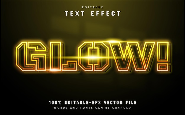 Efecto de texto de estilo neón amarillo brillante