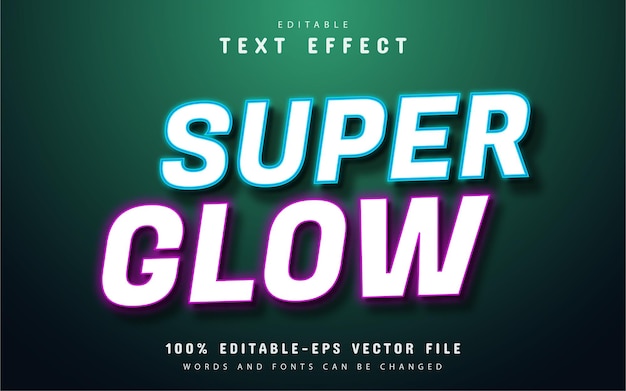 Vector efecto de texto de estilo neón súper brillante