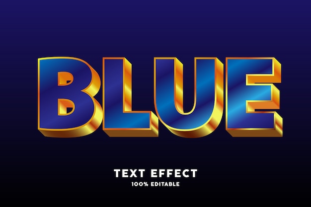 Efecto de texto estilo oro azul brillante