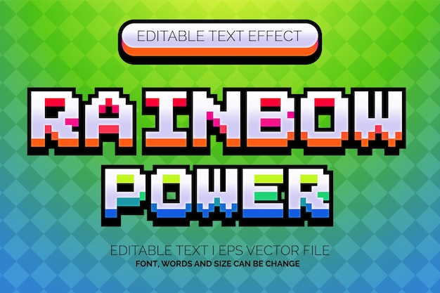 efecto de texto de estilo de píxel de poder ranbow