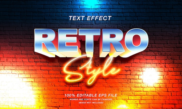 Vector efecto de texto de estilo retro 3d