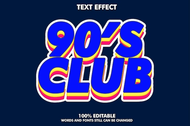 efecto de texto de estilo retro de los 90