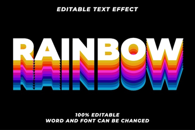 Efecto de texto de estilo retro arco iris