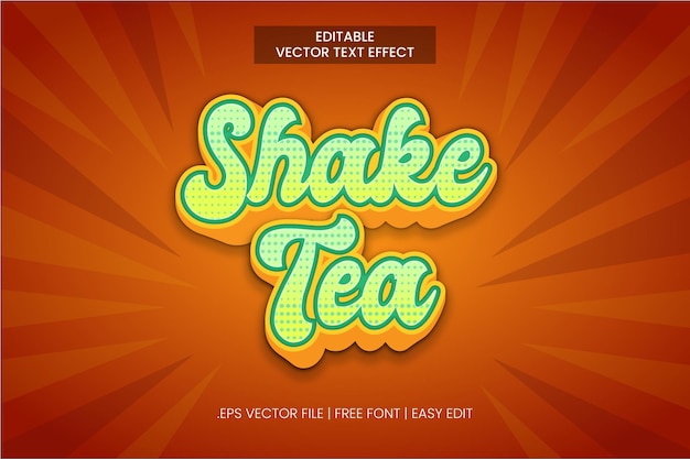 Efecto de texto de estilo shake tea