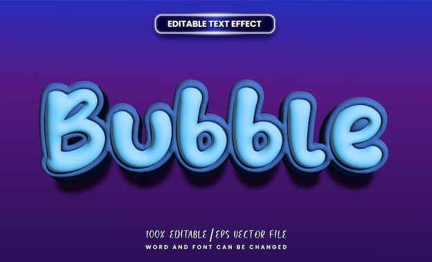 Efecto de texto Estilo de texto de burbuja azul 3D Texto de globo