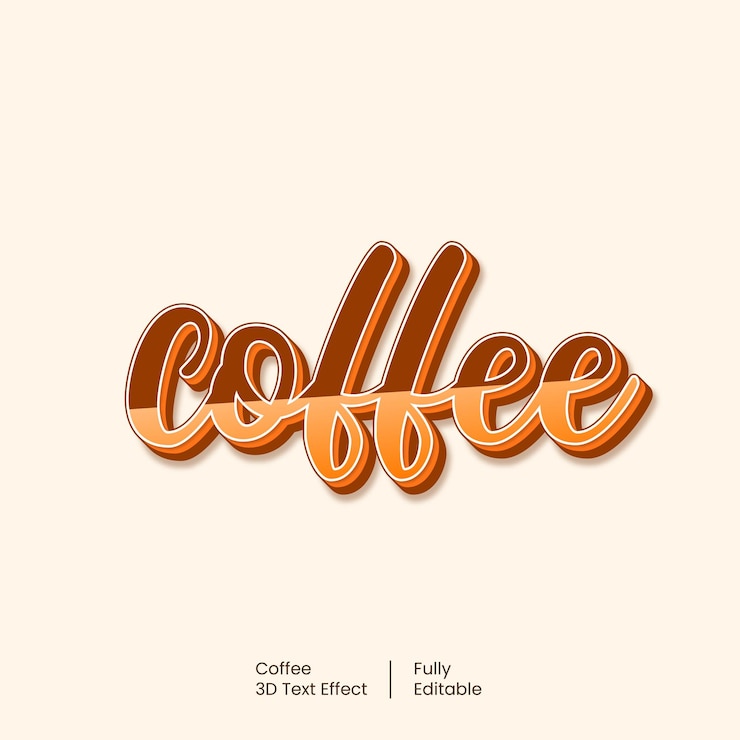 Vector efecto de texto de estilo de texto editable 3d de café, con color chocolate