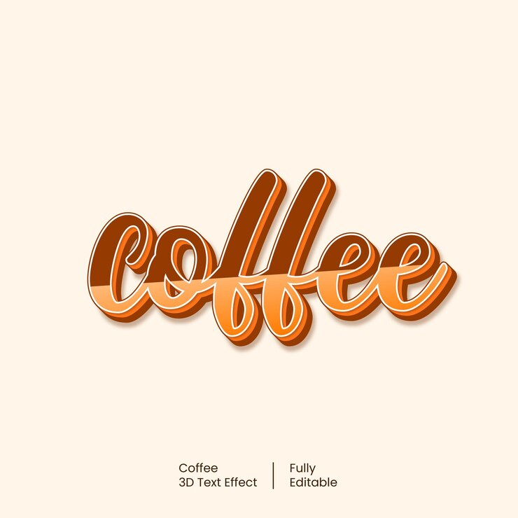 Vector efecto de texto de estilo de texto editable 3d de café, con color chocolate