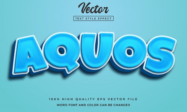 Efecto de texto de estilo vector azul aquos 3D