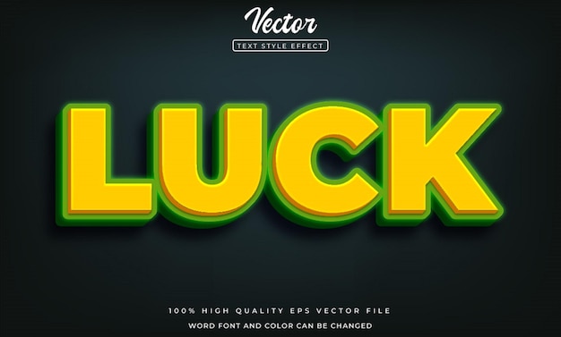 Efecto de texto de estilo vector suerte 3D