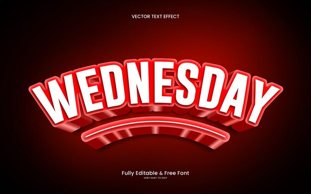 Efecto de texto de estilo vectorial libre de miércoles