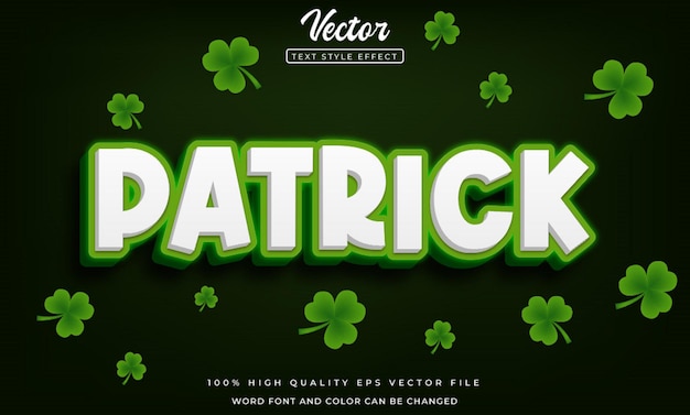 Efecto de texto de estilo vectorial Patrick 3D