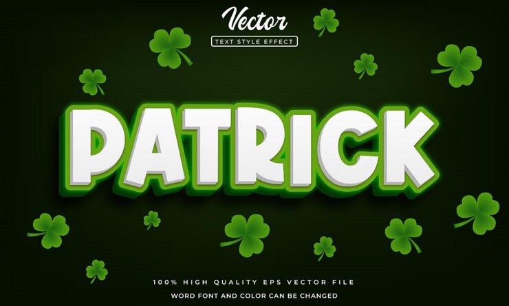 Vector efecto de texto de estilo vectorial patrick 3d