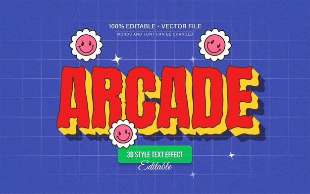 Efecto de texto de estilo vintage antiguo de arcade retro rojo editable