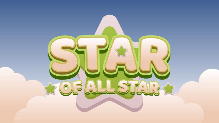 Vector efecto de texto estrella beige y verde de all star