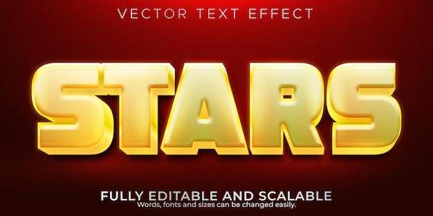 Efecto de texto estrella dorada, estilo de texto brillante y elegante editable