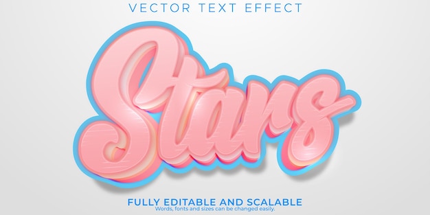 Vector efecto de texto de estrellas estilo de texto suave y ligero editable