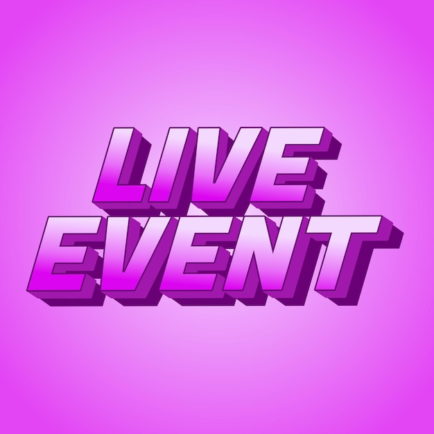 Efecto de texto de evento en vivo en fuentes en negrita con efecto 3D en color borgoña