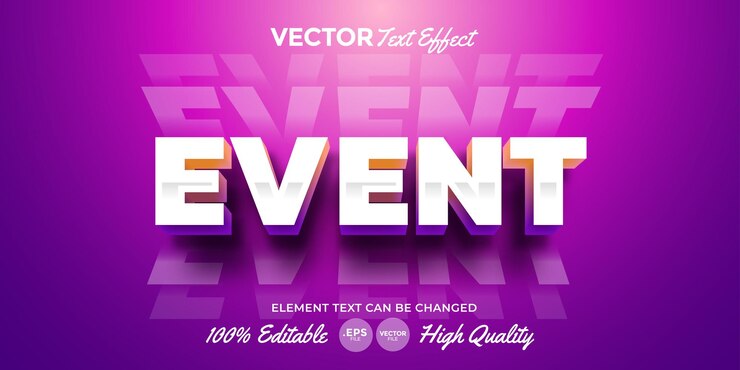 Vector efecto de texto de evento