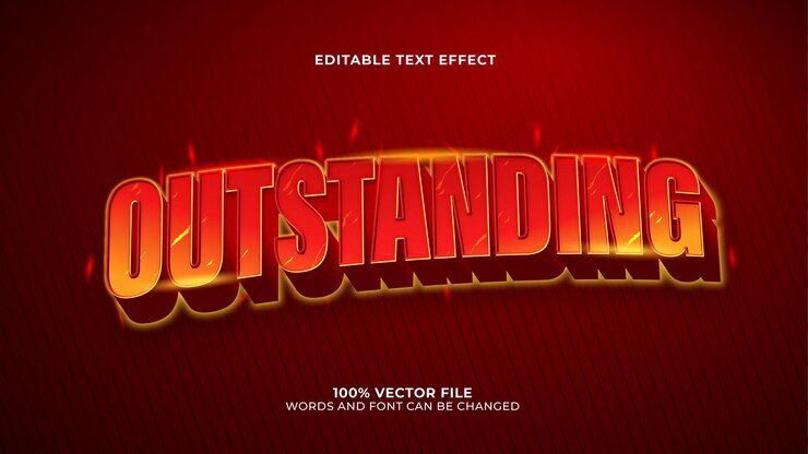 Efecto de texto excepcional estilo 3d caliente y llama