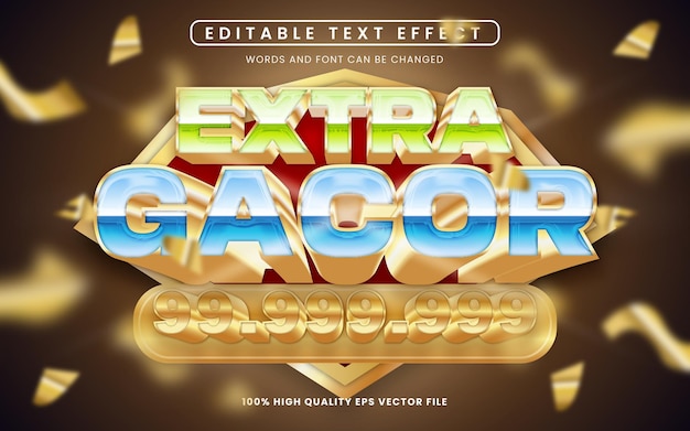 Efecto de texto extra gacor lujo editable y estilo moderno.