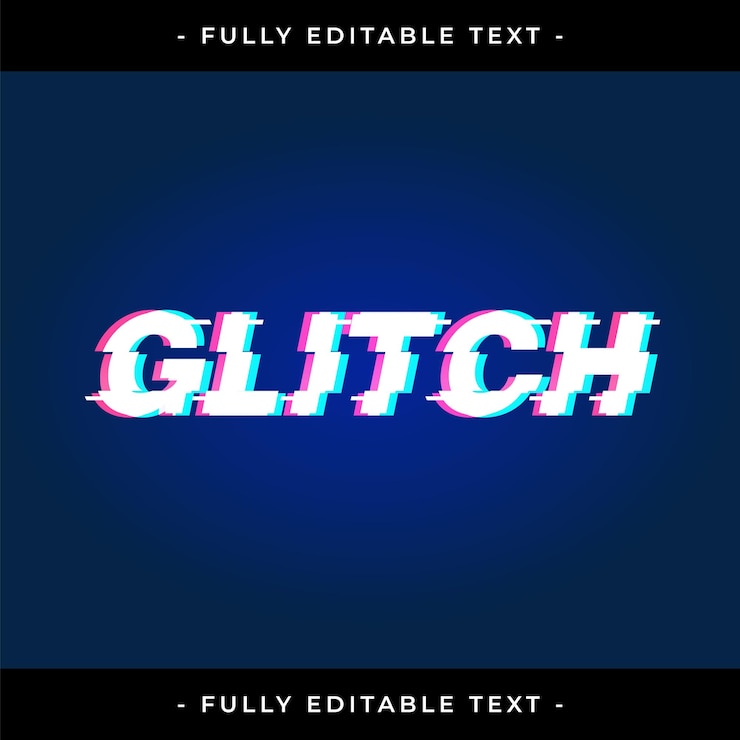 Vector efecto de texto de falla - texto editable