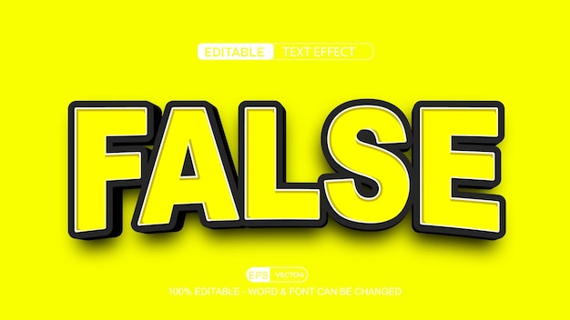 Efecto de texto falso editable vector estilo 3d con fondo
