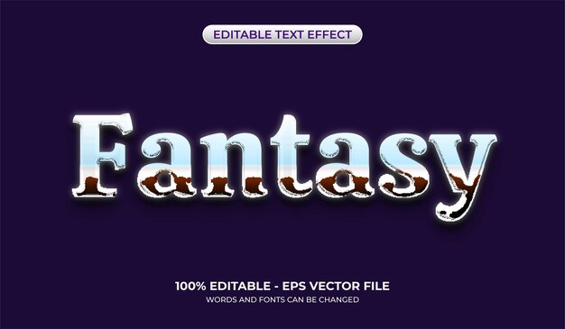 Efecto de texto de fantasía brillante Genial efecto de texto cromado tridimensional editable