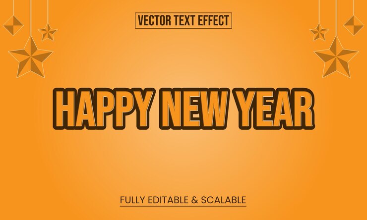 Vector efecto de texto de feliz año nuevo editable por vector