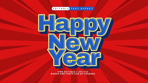 Efecto de texto de feliz año nuevo
