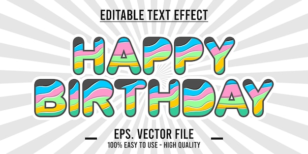 Efecto de texto de feliz cumpleaños