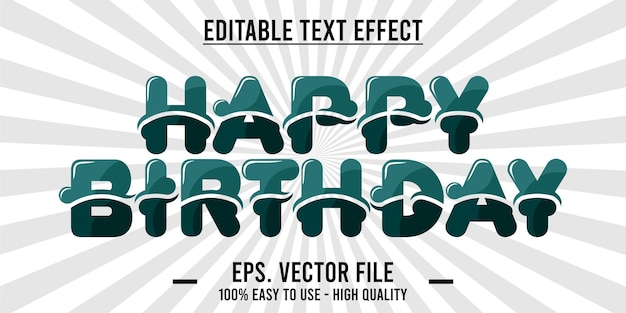 Efecto de texto de feliz cumpleaños