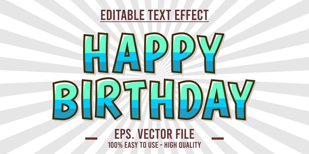 Efecto de texto de feliz cumpleaños