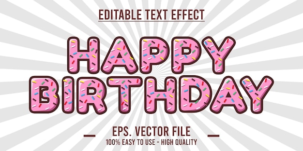 Efecto de texto de feliz cumpleaños