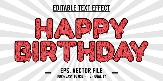 Efecto de texto de feliz cumpleaños