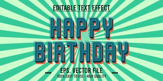 Efecto de texto de feliz cumpleaños