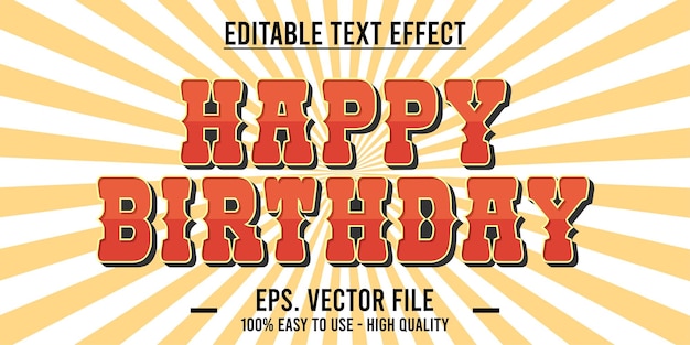Efecto de texto de feliz cumpleaños