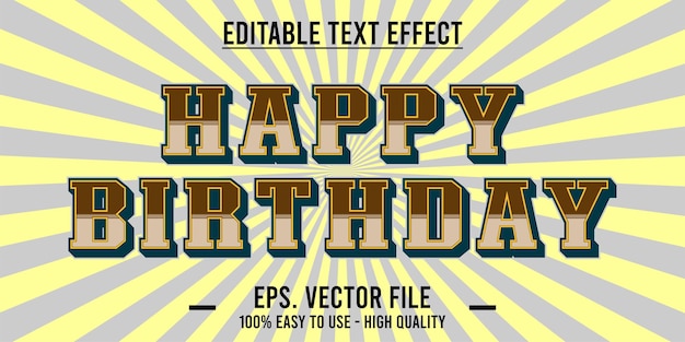 Efecto de texto de feliz cumpleaños