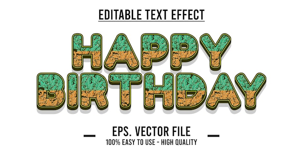 Efecto de texto de feliz cumpleaños