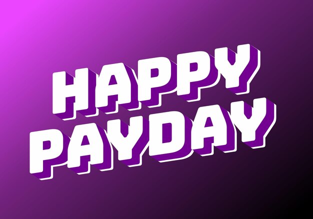 Efecto de texto de feliz día de pago para anuncios de redes sociales estilo 3D