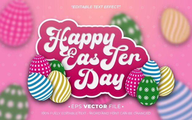 Efecto de texto de Feliz Día de Pascua vector 3D editable en un fondo rosado
