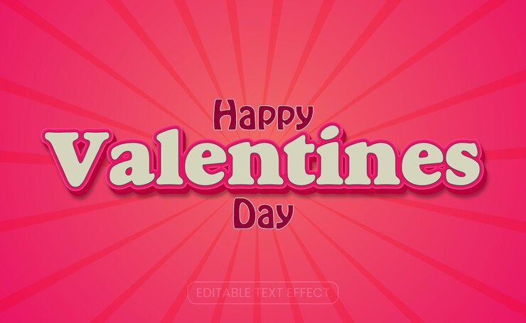 Vector efecto de texto de feliz día de san valentín