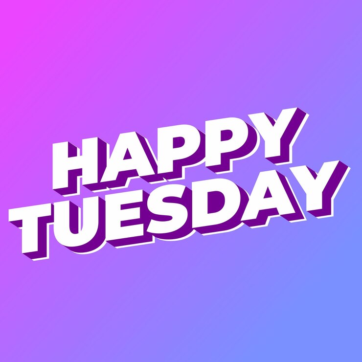 Vector efecto de texto de feliz martes con mayúsculas y estilo 3d