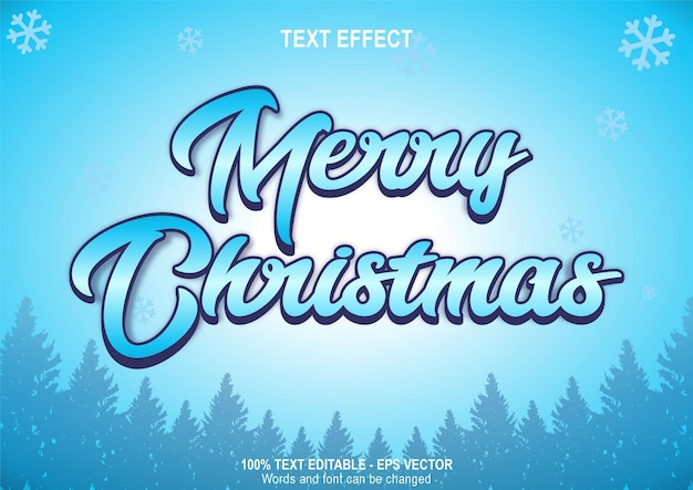 Efecto de texto feliz navidad en color azul