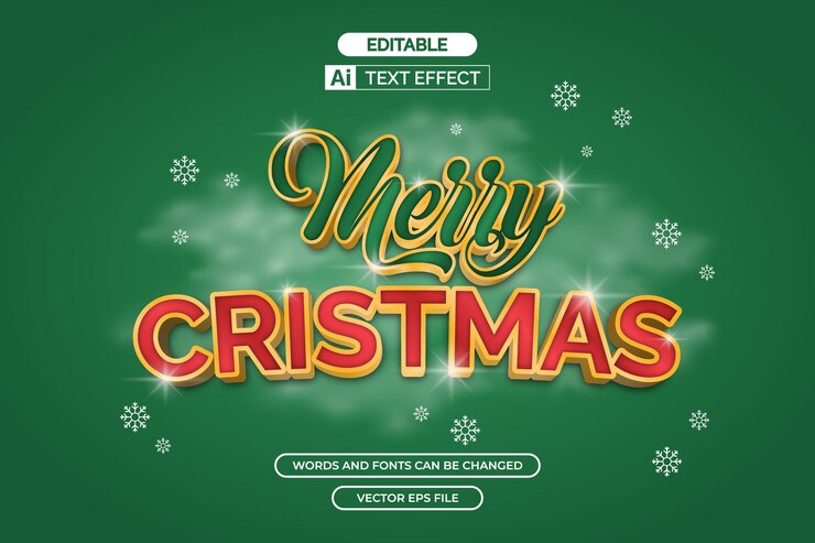 Vector efecto de texto feliz navidad