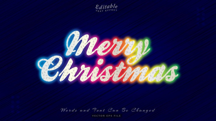 Vector efecto de texto de feliz navidad