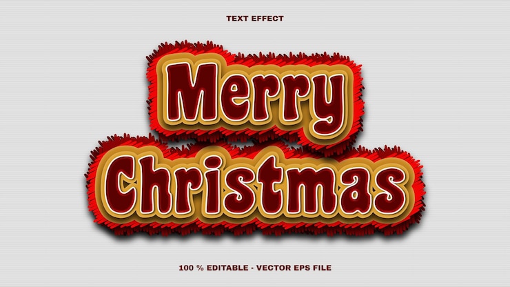 Vector efecto de texto de feliz navidad