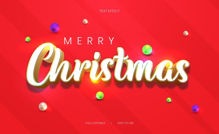 Vector efecto de texto feliz navidad
