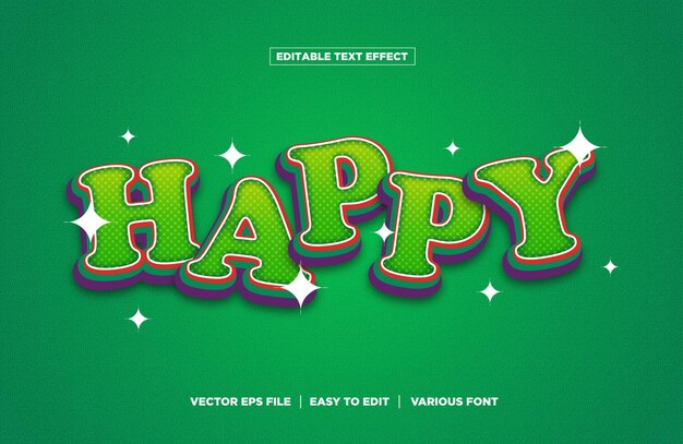 efecto de texto feliz Vector editable
