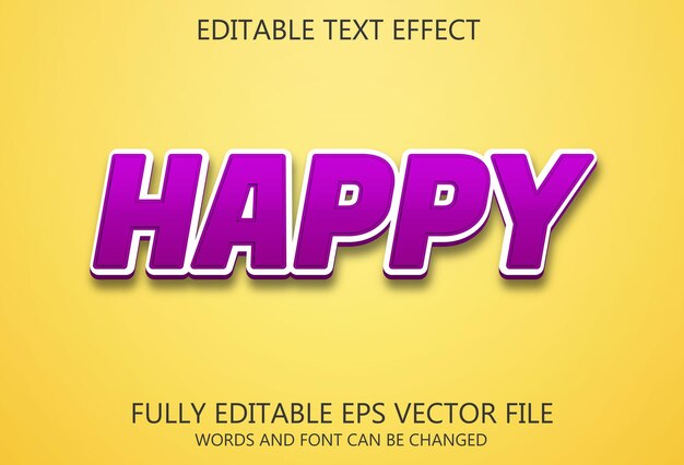 Vector efecto de texto feliz